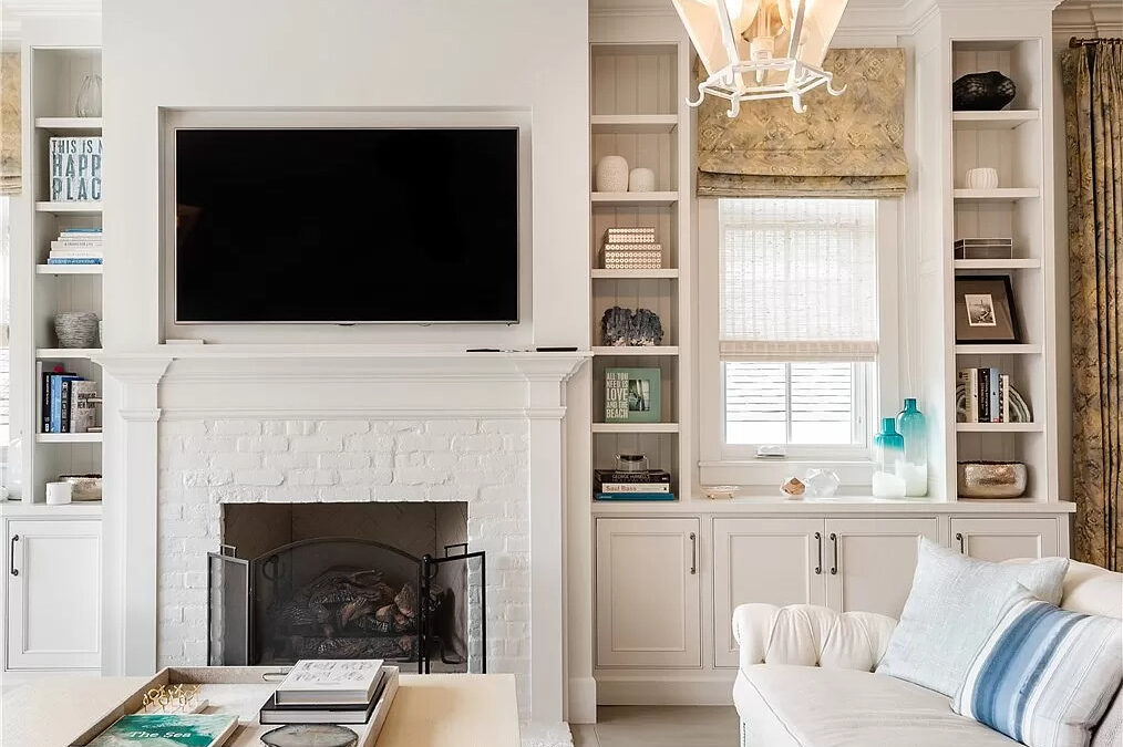 Real estate market featuring a gorgeous living room with a white color theme.